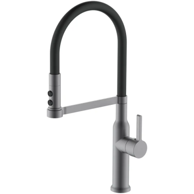 Змішувач для кухні MIXXUS PREMIUM PULL 017 GRAPHITE REFL.BLACK (Кол.графіт+силік.вилив чор.) (MI8278)