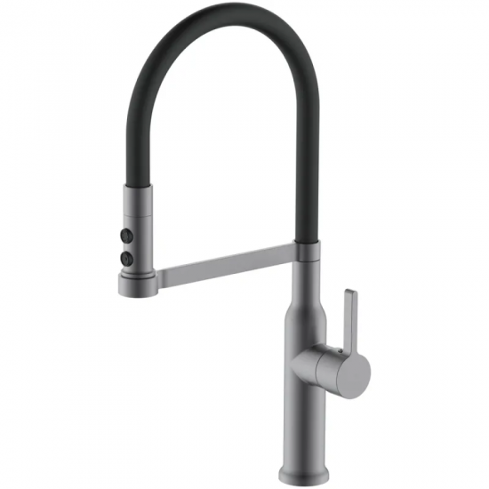 Змішувач для кухні MIXXUS PREMIUM PULL 017 GRAPHITE REFL.BLACK (Кол.графіт+силік.вилив чор.) (MI8278)