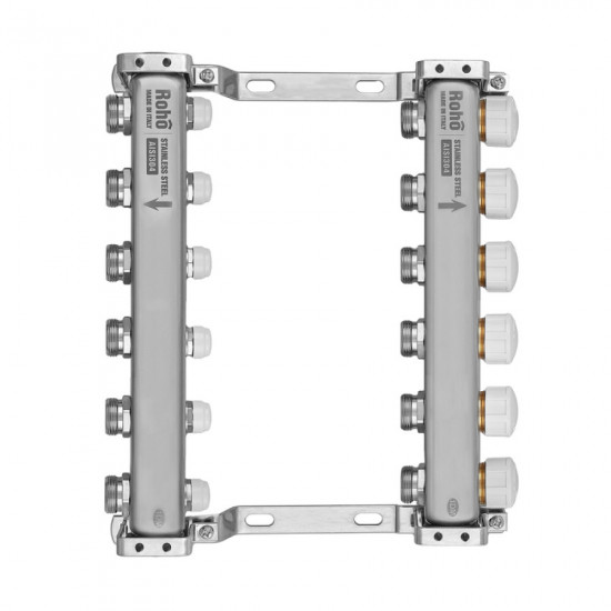 Колектор з термостатичними та запірними клапанами Roho R805-06M - 1"х 6 вих. (RO1037)