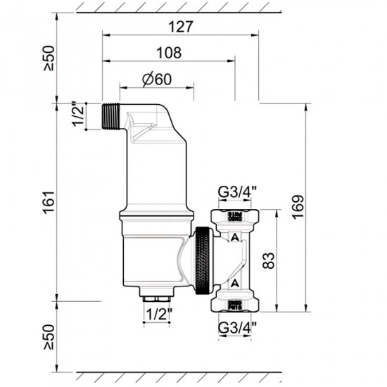 Сепаратор повітря Koer KR.1276-20 - 3/4" універсальний (латунний) (KR5853)