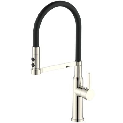 Змішувач для кухні MIXXUS PREMIUM PULL 017 SS COLOR REFL.BLACK (Колір нерж.+силік.вилив чорний) (MI8279)