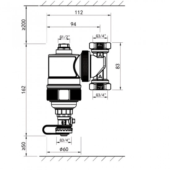 Сепаратор шламу Koer KR.1275-20 - 3/4" універсальний магнітний (латунний) (KR5851)