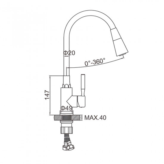 Змішувач для кухні Zerix Atrium-011-T Graphite Refl.Black (Колір графіт+силік.вилив чорний) (ZX6106)