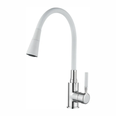 Змішувач для кухні Zerix Atrium-011-T Refl.WHITE (Колір хром+силік.вилив білий) (ZX4719)