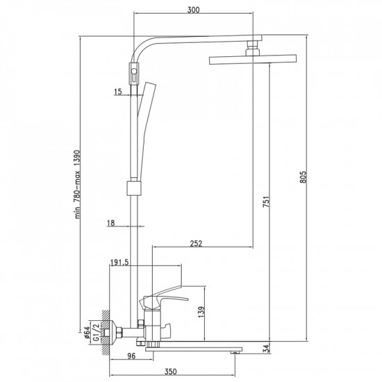 Душевая колонна с mixers Mixxus Magnum 009-J (MI8231)
