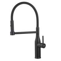 Змішувач для кухні Koer KI-70005-05 з чорним силіконовим виливом (нерж. сталь) (KR5005)