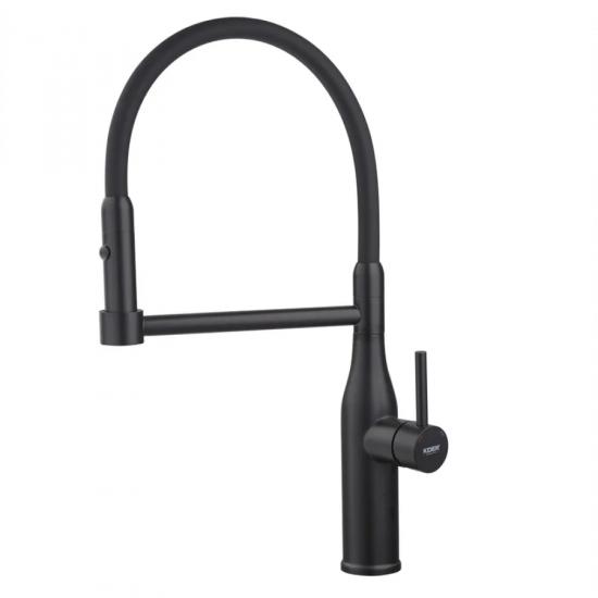 Змішувач для кухні Koer KI-70005-05 з чорним силіконовим виливом (нерж. сталь) (KR5005)
