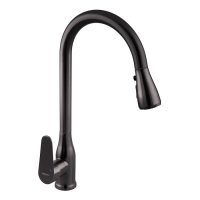 Змішувач для кухні з висувною лійкою Zerix PUL-014 Graphite з нерж. ст. SUS304 (кол. графіт) (ZX503