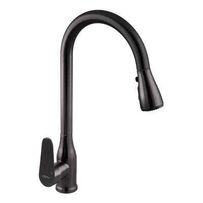 Змішувач для кухні з висувною лійкою Zerix PUL-014 Graphite з нерж. ст. SUS304 (кол. графіт) (ZX503