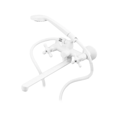 Змішувач для ванни Plamix Pablo -140 EURO SET White (з шлангом та лійкою) (PM0670) Змішувач для ванни Plamix Pablo -140 EURO SET White (з шлангом та лійкою) (PM0670)