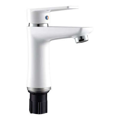 Змішувач для умивальника Plamix Oscar-001(W) White (з підведенням) (PM0612) Змішувач для умивальника Plamix Oscar-001(W) White (з підведенням) (PM0612)