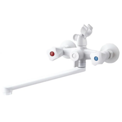 Змішувач для ванни PLAMIX OMEGA-140 EURO SET WHITE (со шлангом, лейкой и кронштейном) (MX9579)