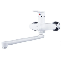 Змішувач для ванни PLAMIX OSCAR-006 EURO SET WHITE (зі шлангом, лійкою та кронштейном) (MX1895)