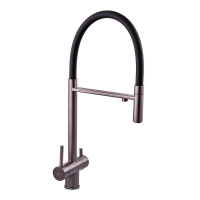 Смеситель для кухни с гибким изливом на две воды Zerix KIT-021 Graphite REFL.Black из нерж. стали (Z