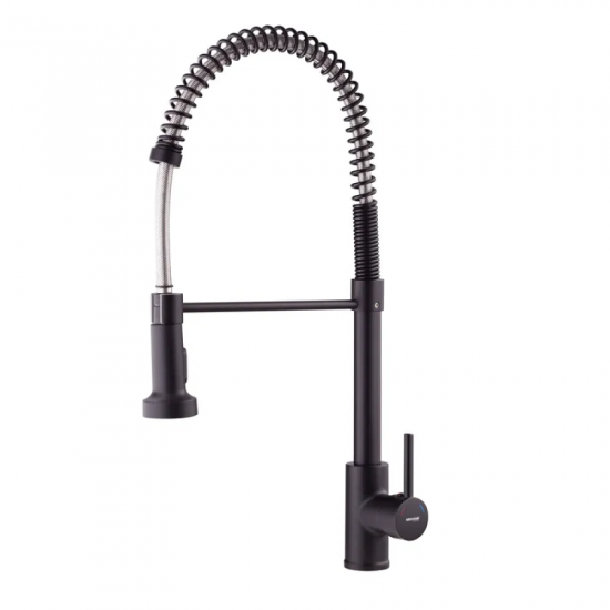 Змішувач для кухні з виливом пружина Mixxus Premium SPRING 017 BLACK (MI6951)