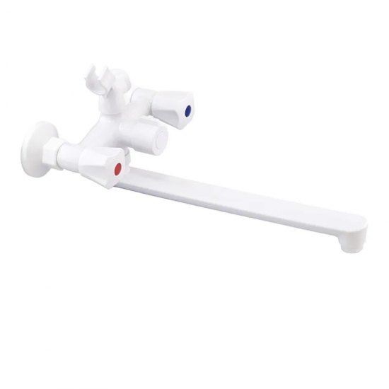 Змішувач для ванни Plamix Omega-140 Euro White (без шланга та лійки) (PM0648)