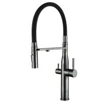 Кухонный смеситель на две воды Mixxus VTM-021 graphite Refl.Black (нержавеющая сталь) (MI6088)