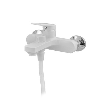 Смеситель для ванны Plamix Lucas-009 EURO SET White с шлангом, лейкой и кронштейном (PM0708)