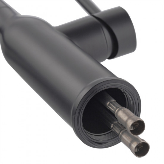 Змішувач для кухні Koer KI-70005-05 з чорним силіконовим виливом (нерж. сталь) (KR5005)