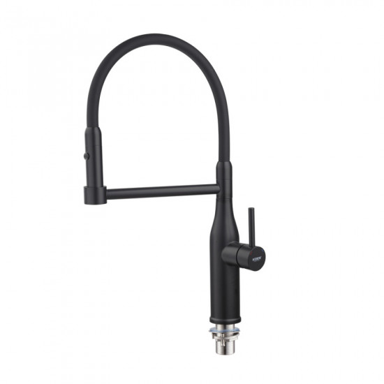 Змішувач для кухні Koer KI-70005-05 з чорним силіконовим виливом (нерж. сталь) (KR5005)