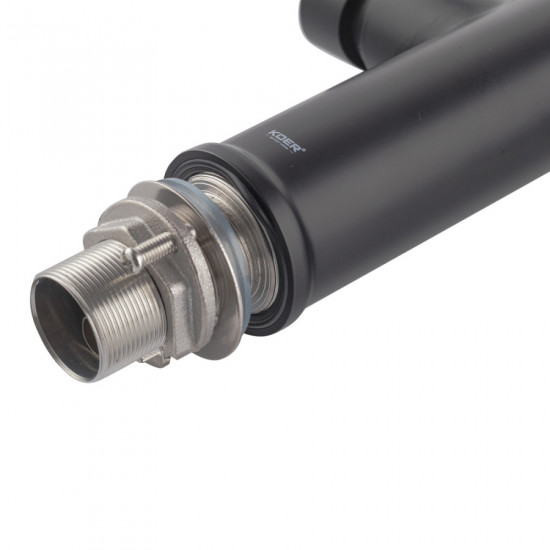 Змішувач для кухні Koer KI-70005-05 з чорним силіконовим виливом (нерж. сталь) (KR5005)