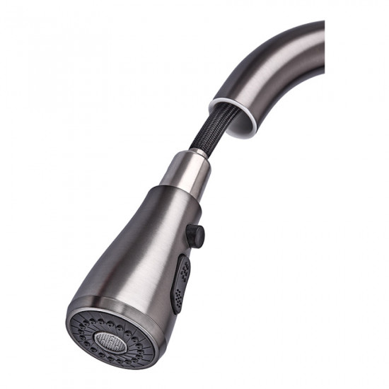 Змішувач для кухні з висувною лійкою Zerix PUL-014 Graphite з нерж. ст. SUS304 (кол. графіт) (ZX503