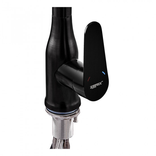 Змішувач для кухні з висувною лійкою Zerix PUL-014 Black з нерж. сталі SUS304 (кол. чорний) (ZX5035