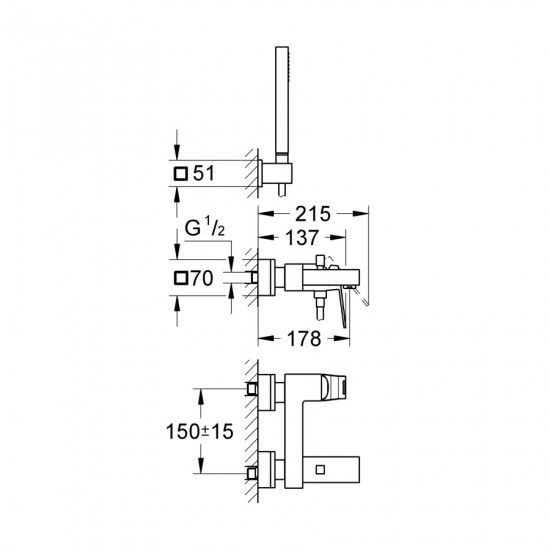 Змішувач для ванни Grohe Eurocube (23141000)