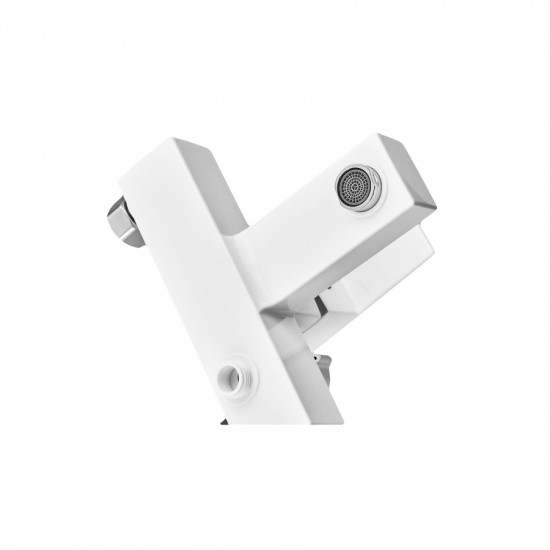Змішувач для ванни Plamix Kubus-009 EURO SET White (з шлангом, лійкою та кронштейном) (PM0673)
