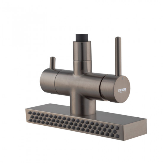 Змішувач для кухні Koer KB-74027-07 з функцією "водоспад" та чорним силіконовим виливом (KR5203)