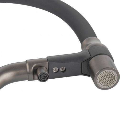 Змішувач для кухні Koer KB-74027-07 з функцією "водоспад" та чорним силіконовим виливом (KR5203)