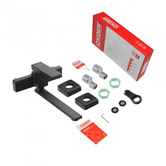 Змішувач для кухні настінний Koer KB-73010-05 (Колір чорний) (KR3491)