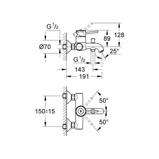 Змішувач для ванни Grohe BauClassic (32865000)