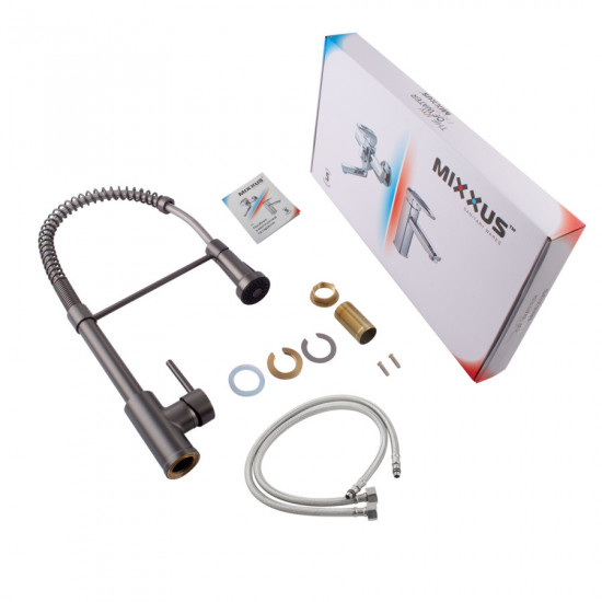 Змішувач для кухні з виливом пружина Mixxus Premium SPRING 017 GRAPHITE (MI6952)