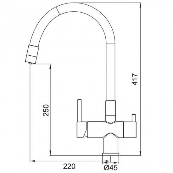 Змішувач для кухні Koer KB-72002-07 з виходом для питної води (KR5003)