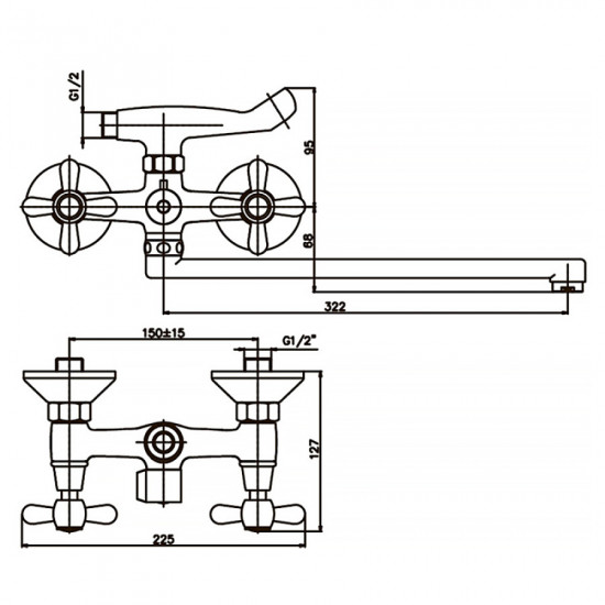 Змішувач для ванни Haiba Dominox 140 (HB0064) Змішувач для ванни Haiba Dominox 140 (HB0064)