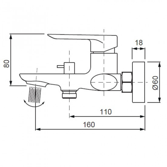 Змішувач для ванни з коротким виливом Koer KB-40028-01 (KR5305)