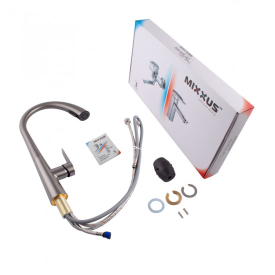 Змішувач для кухні з висувним виливом Mixxus Premium WARTA 014 GRAPHITE (MI6957)