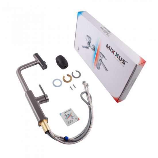 Змішувач для кухні з висувним виливом Mixxus Premium HAMMER 014 GRAPHITE (MI6955)