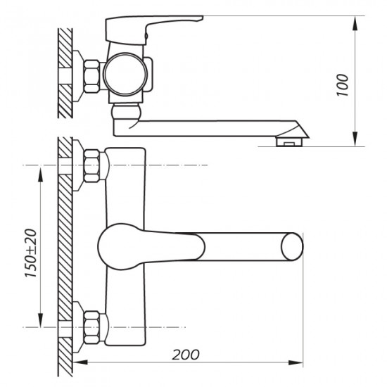 Змішувач для ванни Zerix PUD3 146 (ZX2789)