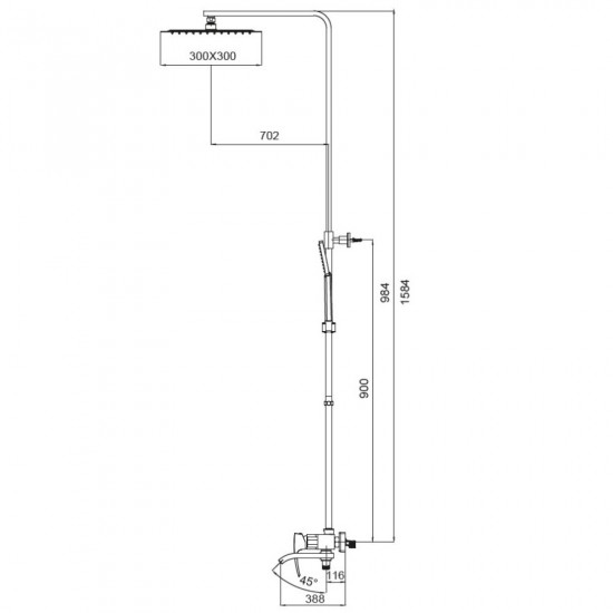 Душова колона із змішувачем Koer KB-56007-05 (Колір чорний) (KR3461)