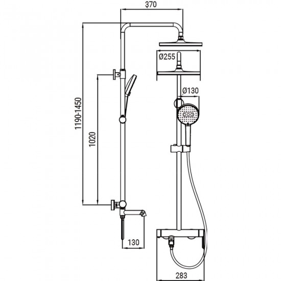 Душова колонна зі змішувачем Koer KB-56029-01 3 функції, колір хром (KR5481)