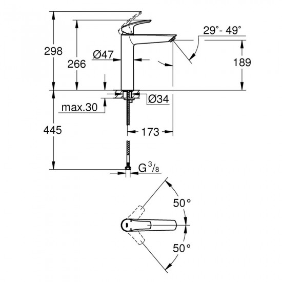 Одноважільний змішувач для раковини Grohe Eurosmart XL-Size (239712433)