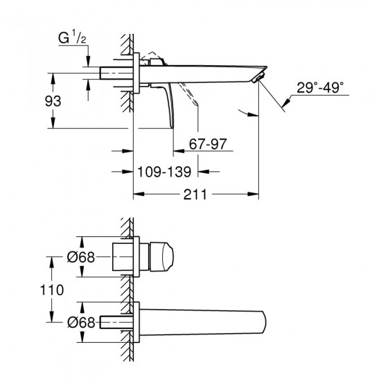 Змішувач для раковини Grohe Eurosmart на 2 отвори M-Size (293382433)
