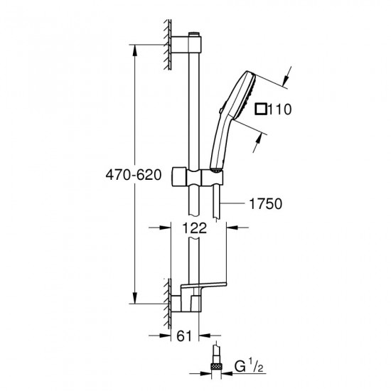 Набір для душу Grohe Tempesta Cube 110, 3 режими, з поличкою (27576003)