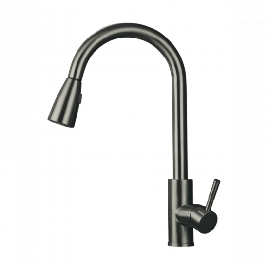 Змішувач для кухні Mixxus SUS-014-B Graphite з висувною лійкою з нерж.сталі (MI6564)