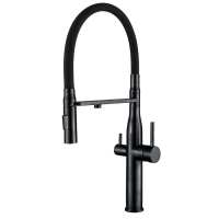 Кухонный смеситель на две воды с гибким изливом Mixxus VTM-021 Black Refl.Black (MI6089)