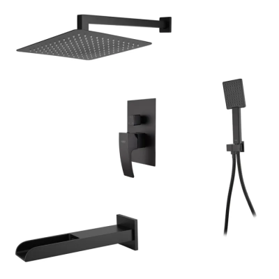 Вбудована душова система із змішувачем водоспад Koer KB-68007-05 (Колір чорний) (KR3467)