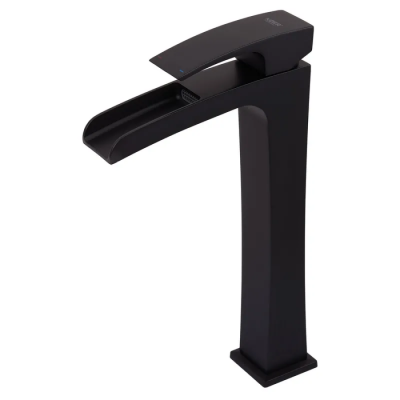 Змішувач для умивальника Koer KB-15007-05 високий водоспад (Колір чорний) (KR3449)