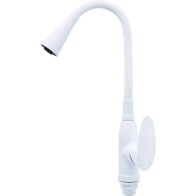 Змішувач для кухні PLAMIX CEZAR-011-B SET WHITE REFL.WHITE з силіконовим виливом, з підведенням (PM